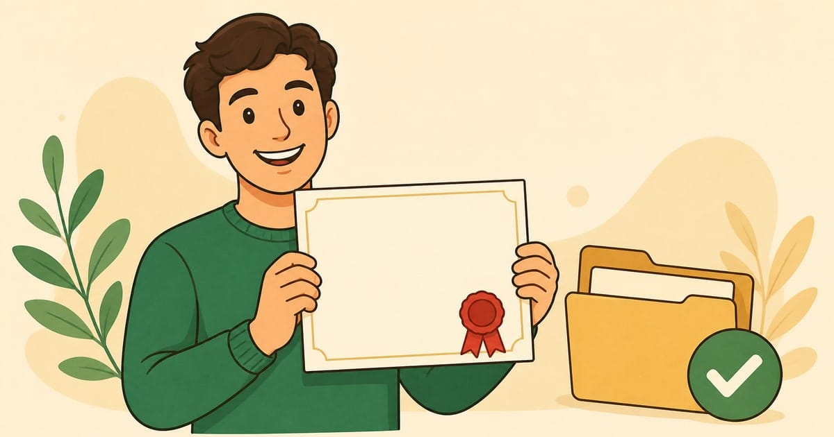 Documenti e certificati sul tavolo per l'esenzione dal test di italiano A2