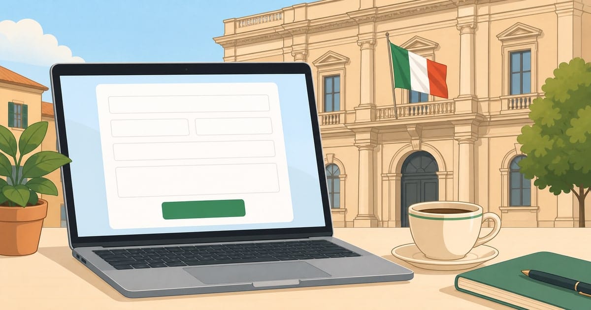 Una persona compila la richiesta online del test di italiano A2 sul portale della Prefettura