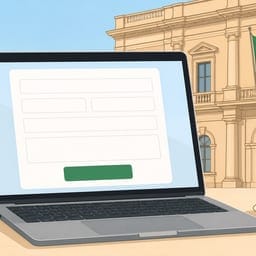 Una persona compila la richiesta online del test di italiano A2 sul portale della Prefettura