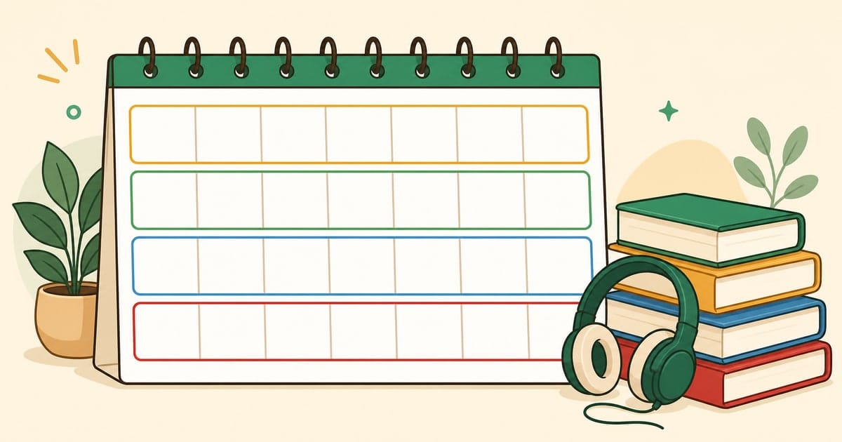 Un calendario di quattro settimane con il piano di preparazione al test di italiano A2
