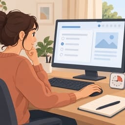 Una persona svolge una simulazione del test di italiano A2 al computer con il punteggio a schermo