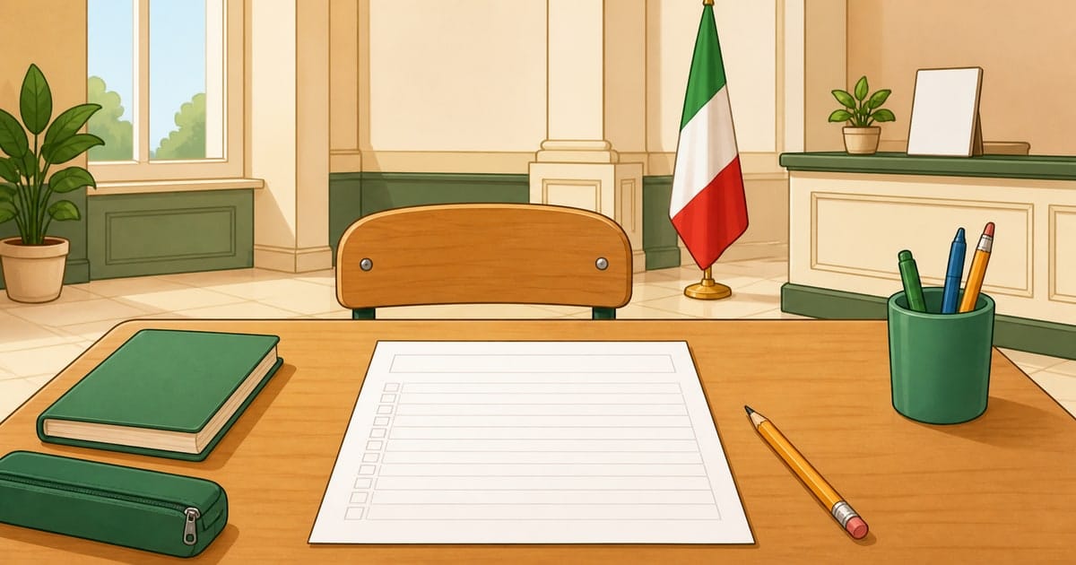 Una persona si prepara al computer per il test di italiano A2 della Prefettura